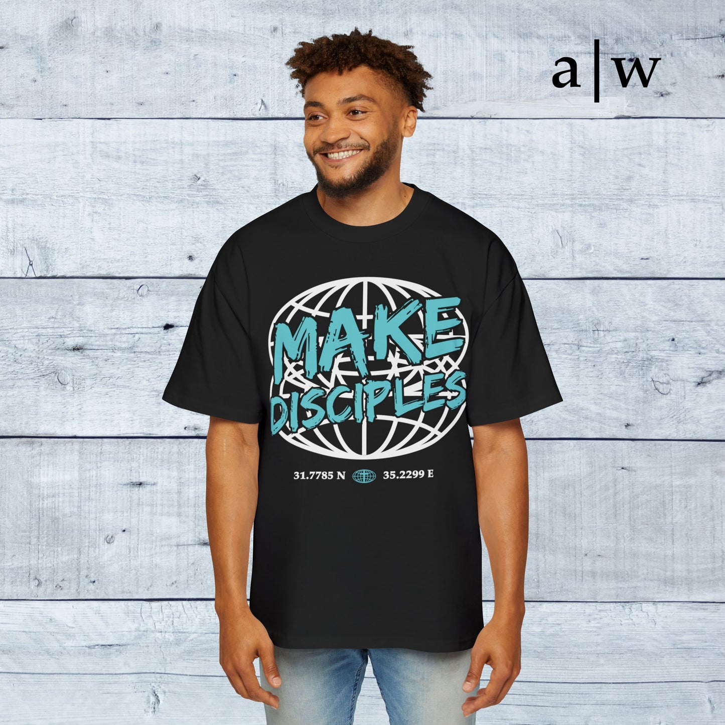 make disciples | oversized heavy tee - black/blue