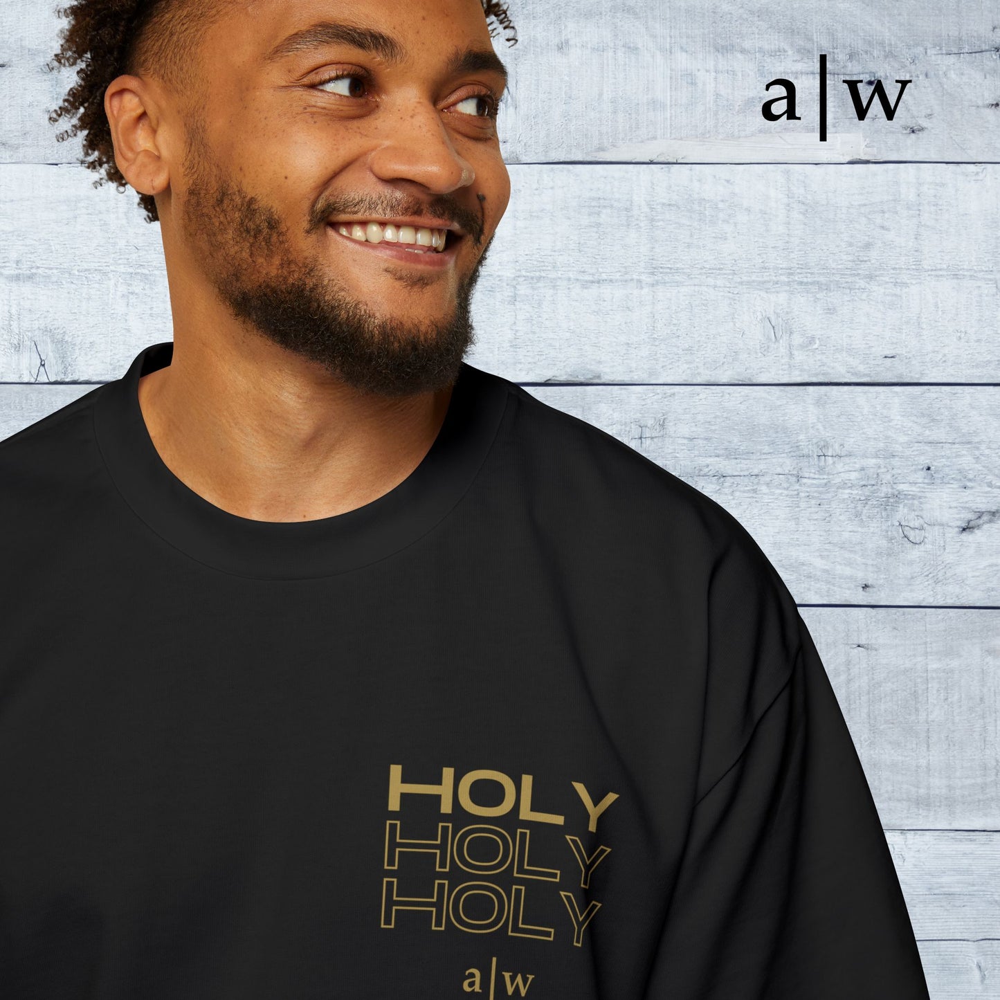 holy trinity | oversized heavy tee - black/gold