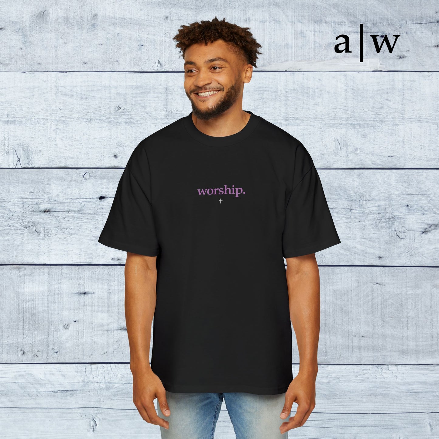worship | oversized heavy tee - black/purple