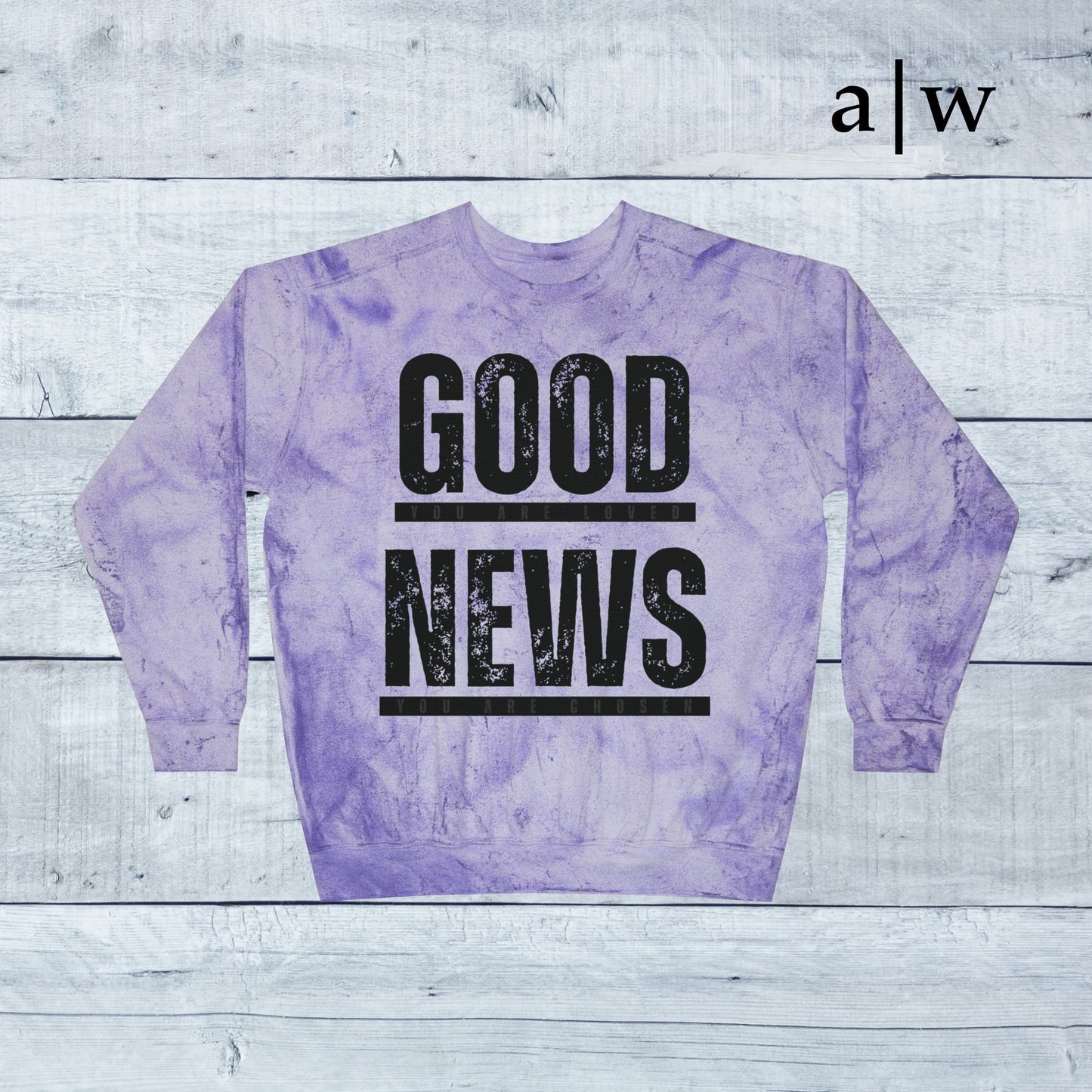 good news | color blast crewneck
