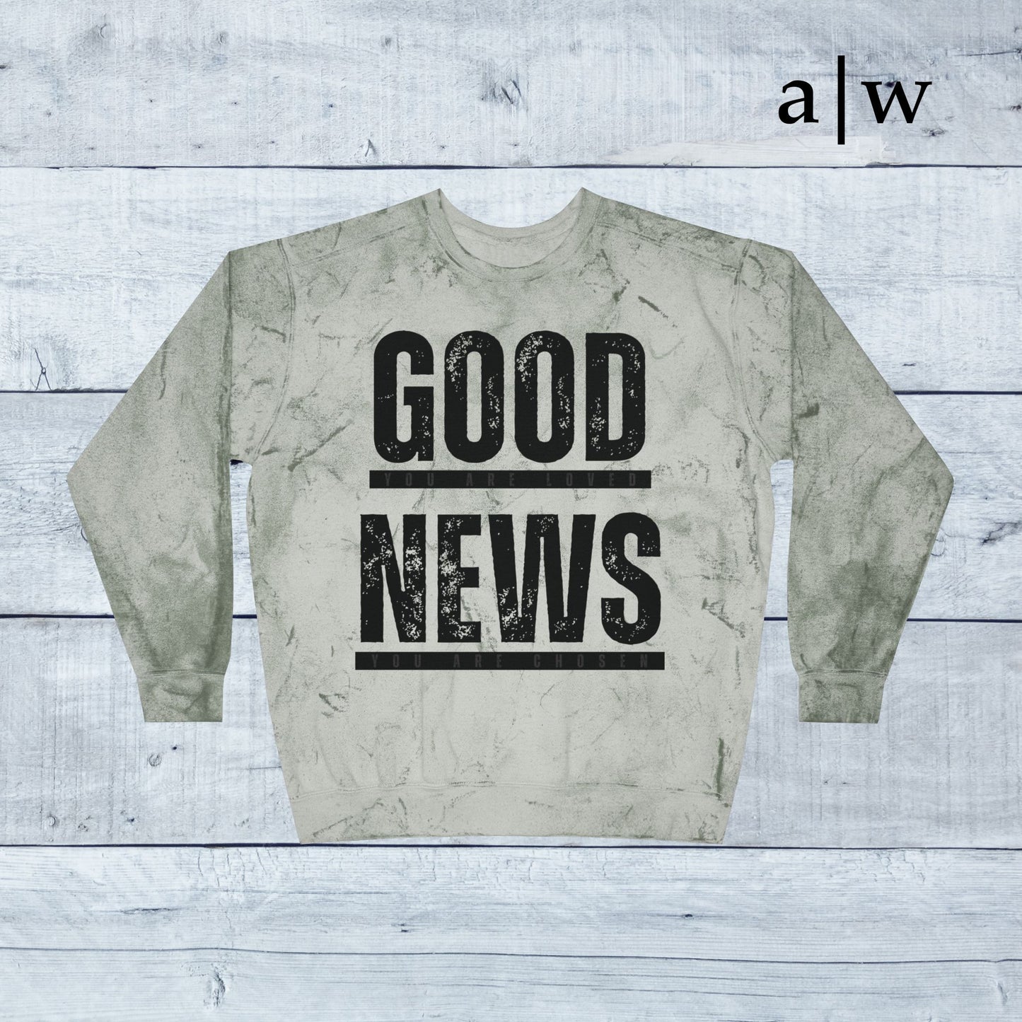 good news | color blast crewneck