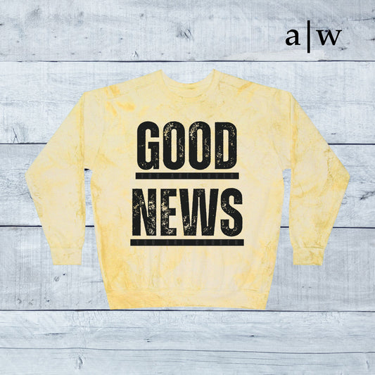 good news | color blast crewneck