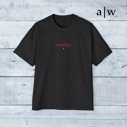 worship | oversized heavy tee - black/red