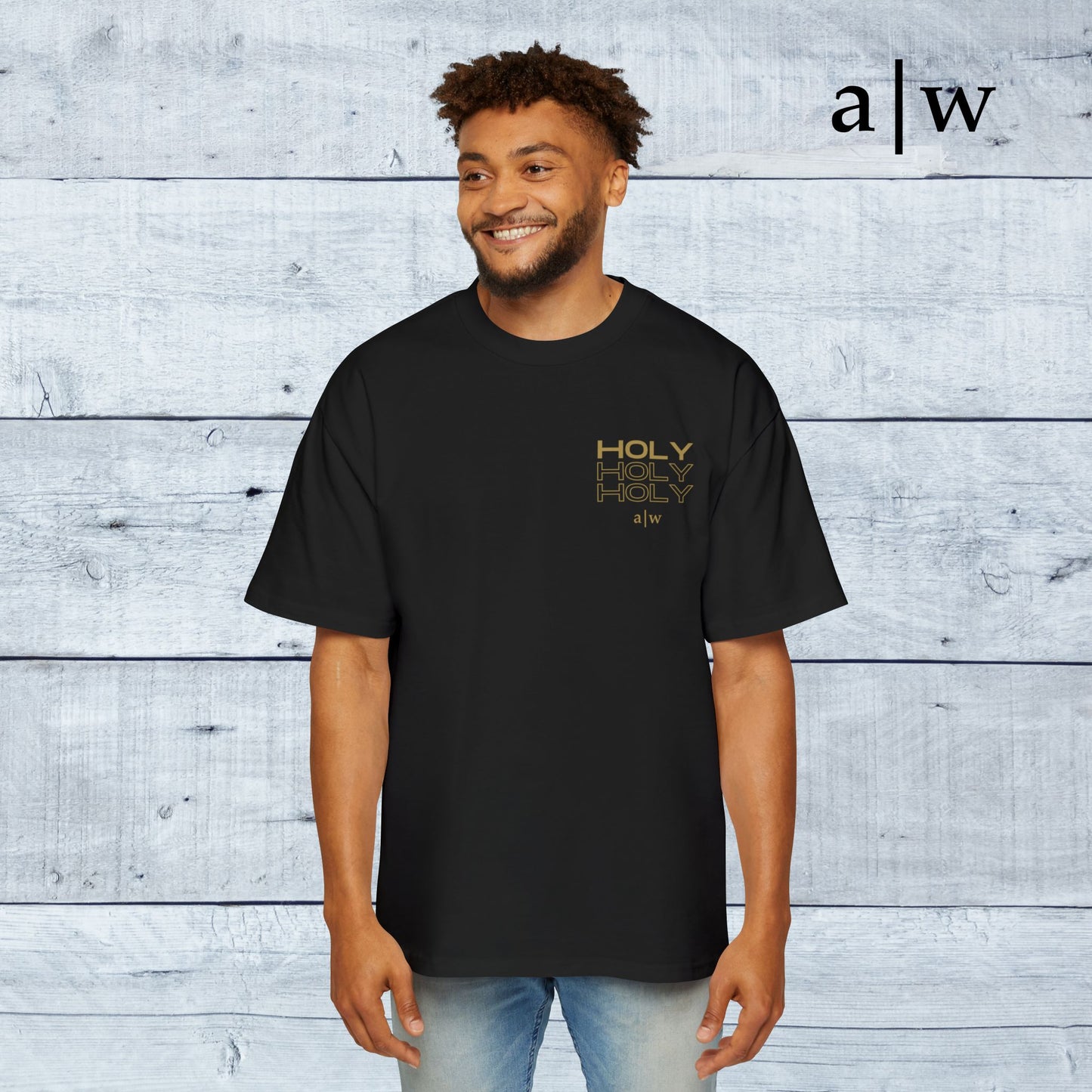 holy trinity | oversized heavy tee - black/gold