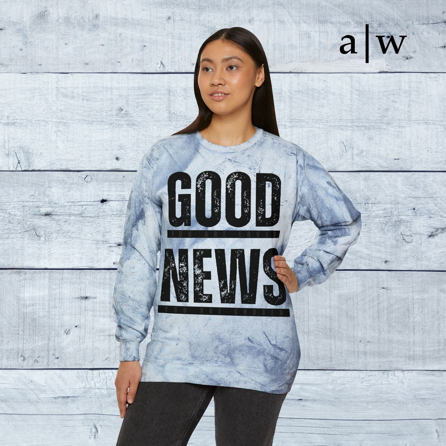 good news | color blast crewneck