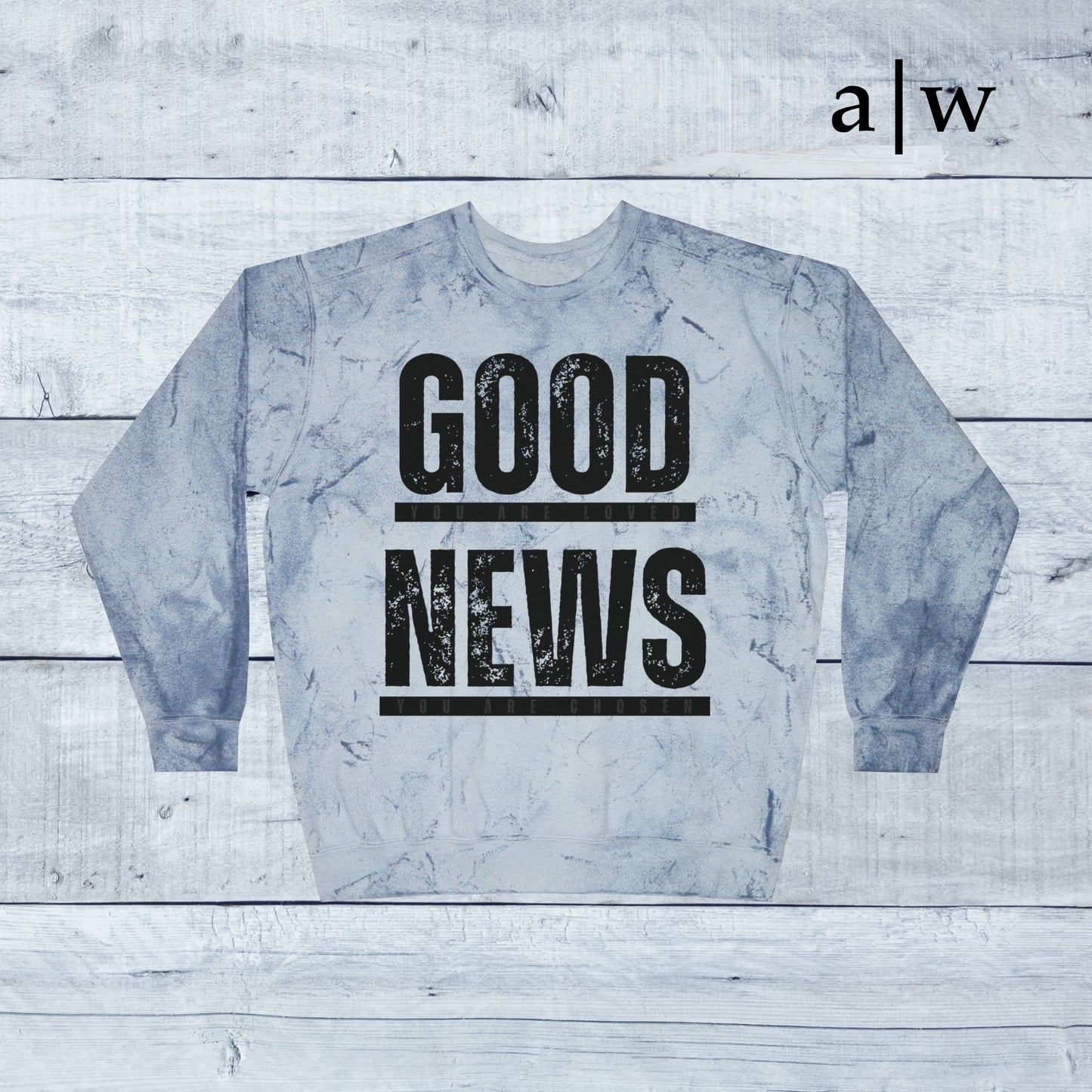 good news | color blast crewneck
