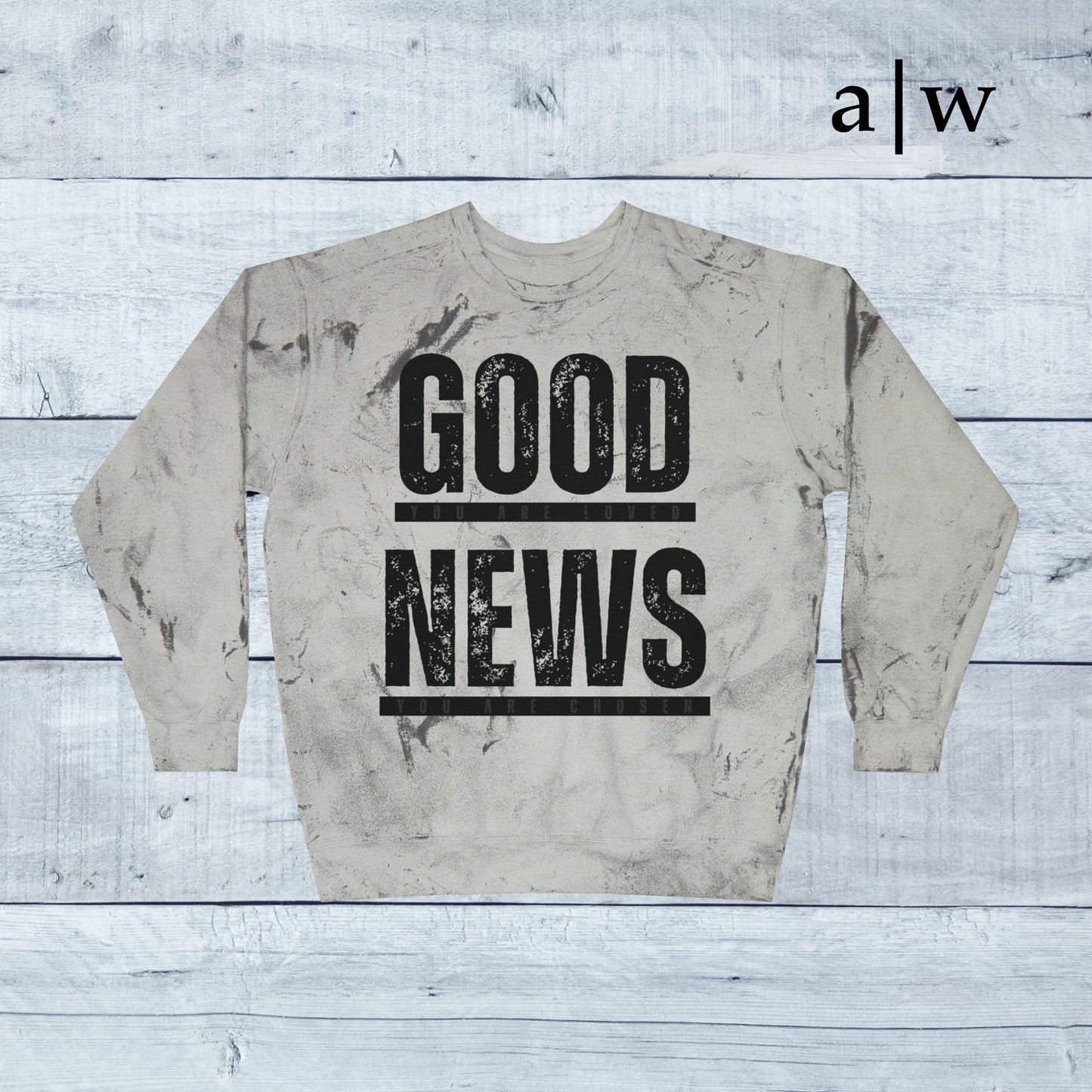 good news | color blast crewneck