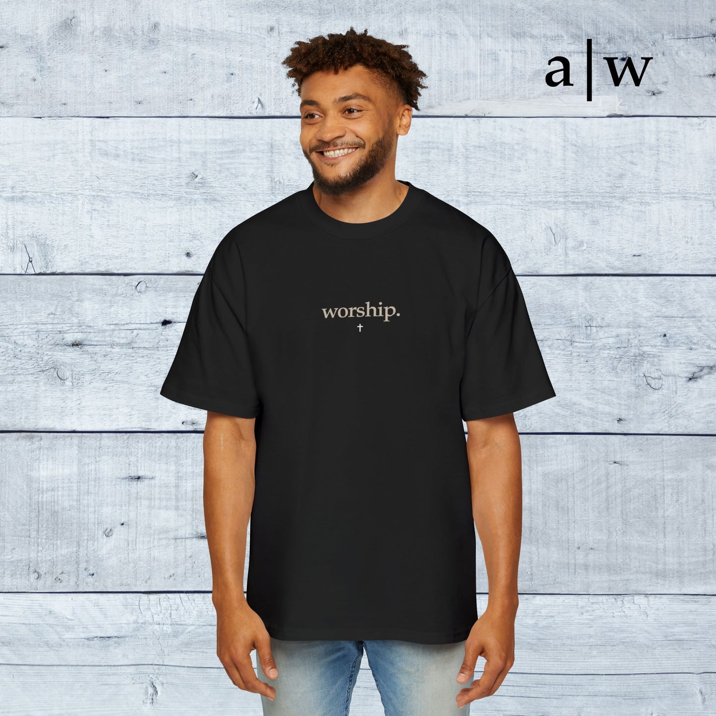 worship | oversized heavy tee - black/off-white