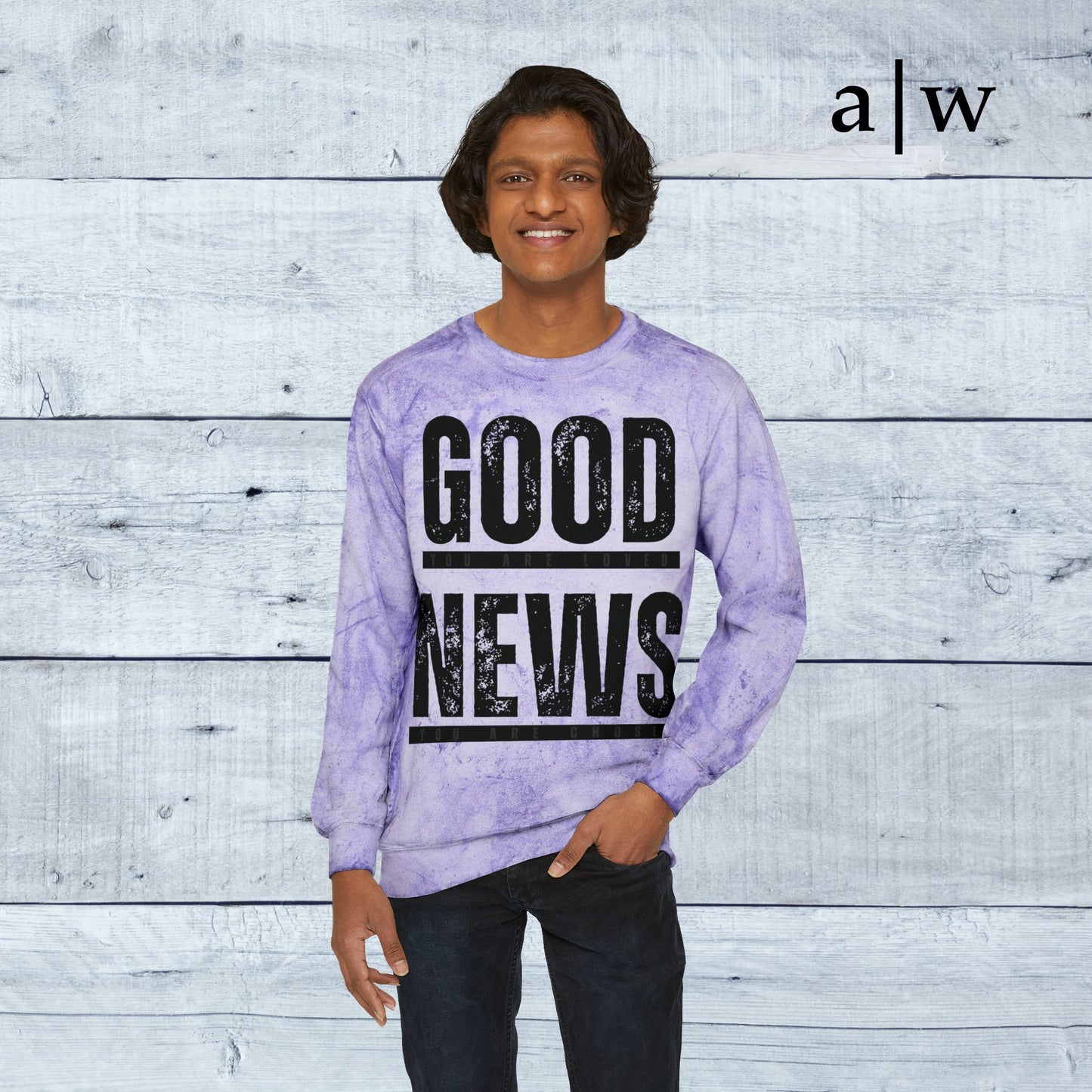 good news | color blast crewneck