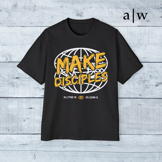 make disciples | oversized heavy tee - black/yellow
