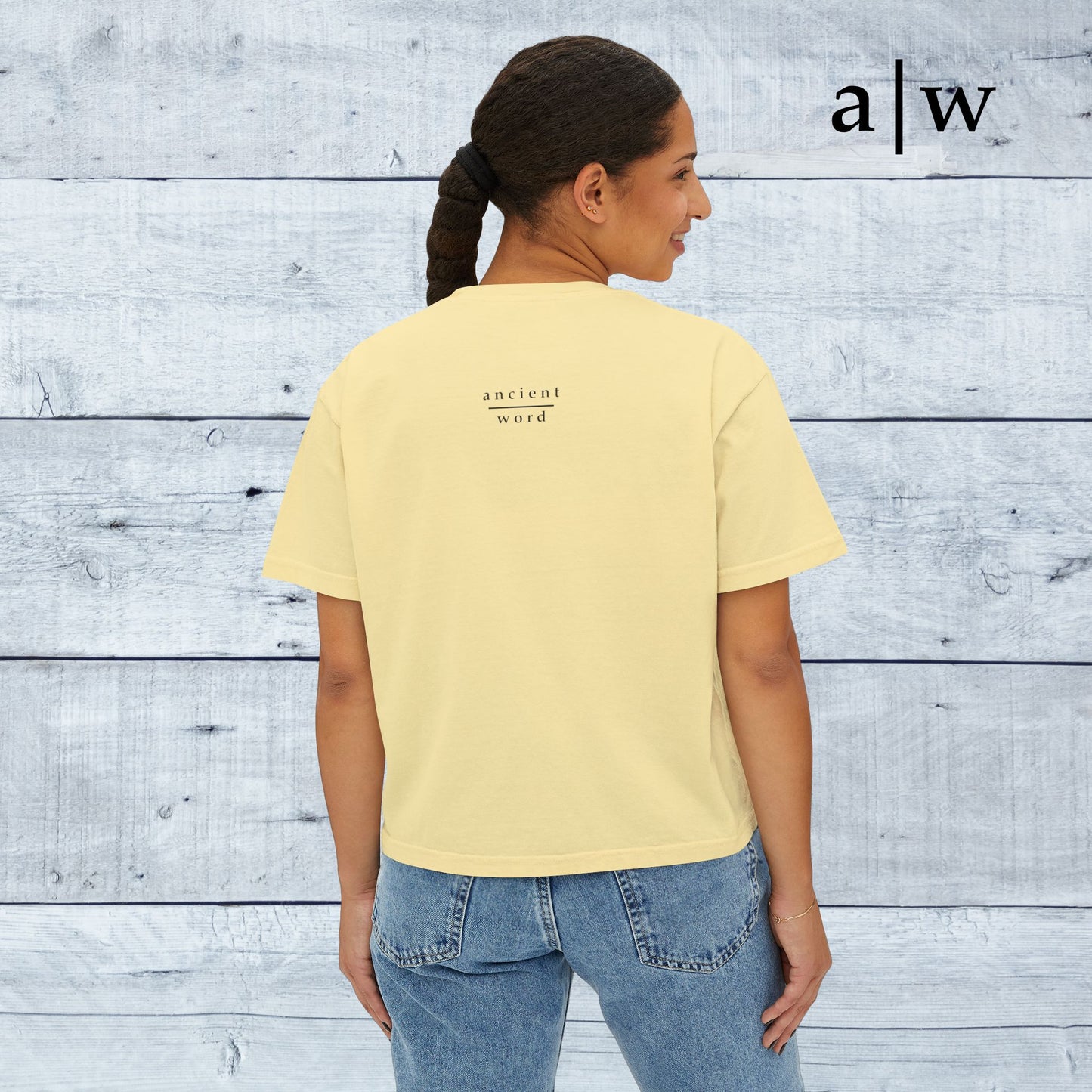 through Him | women's boxy tee