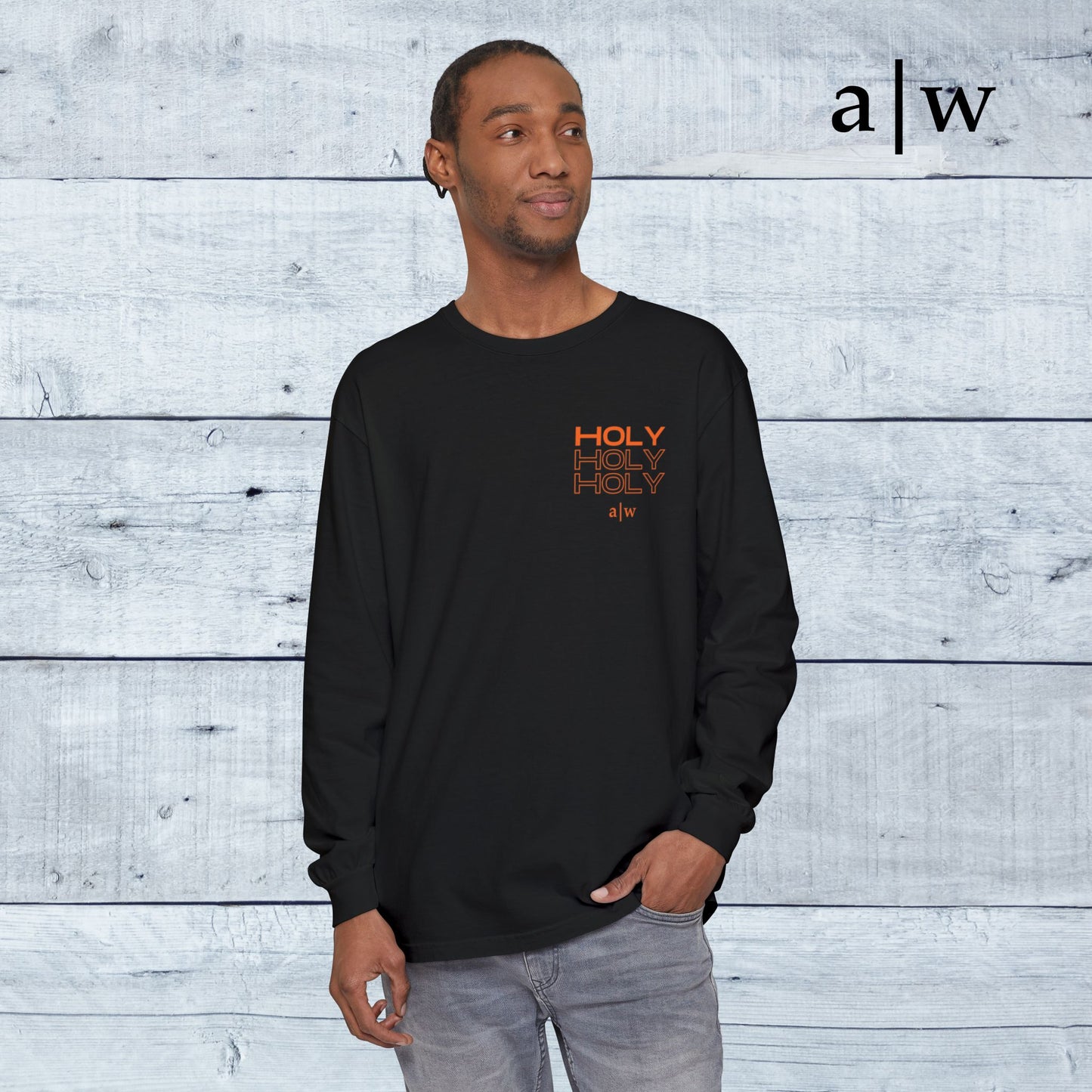 holy trinity | long sleeve tee - black/orange