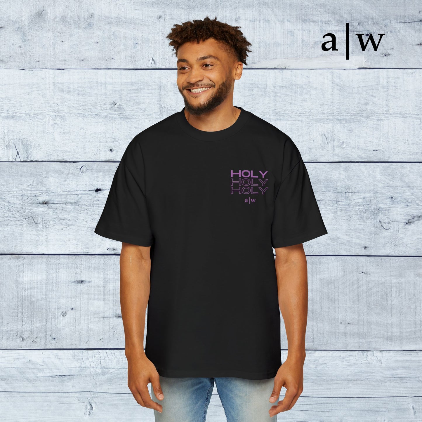 holy trinity | oversized heavy tee - black/purple