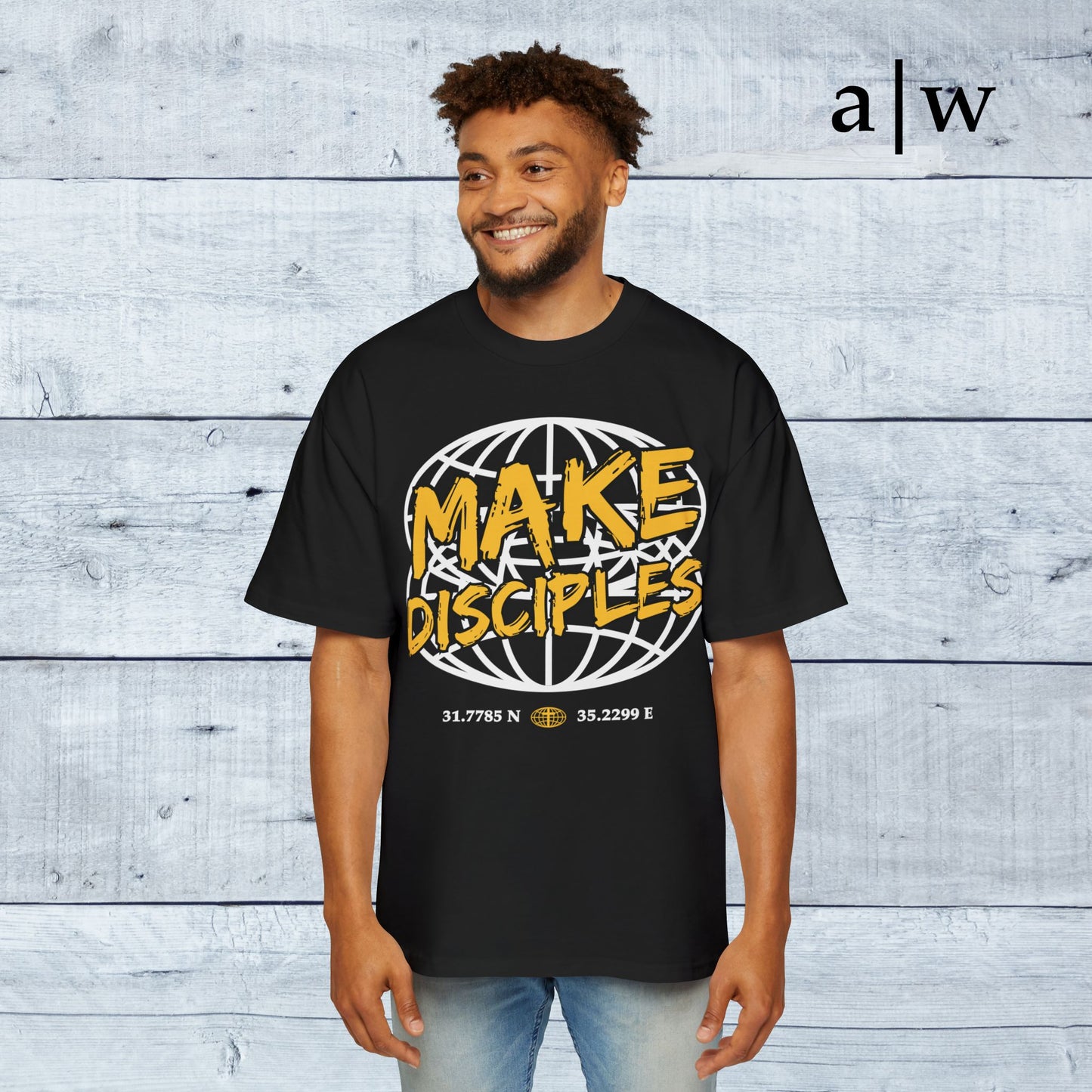 make disciples | oversized heavy tee - black/yellow