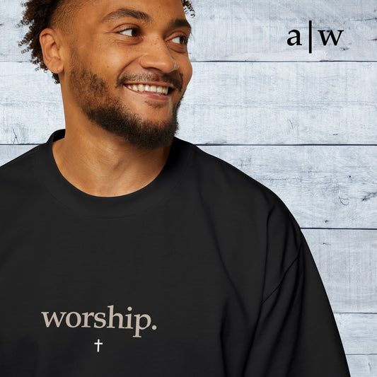 worship | oversized heavy tee - black/off-white