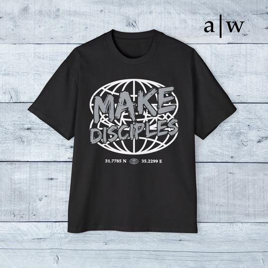 make disciples | oversized heavy tee - black/silver
