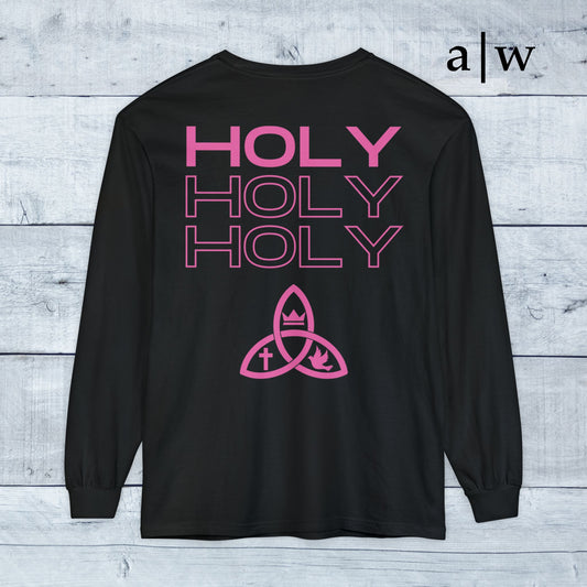 holy trinity | long sleeve tee - black/pink