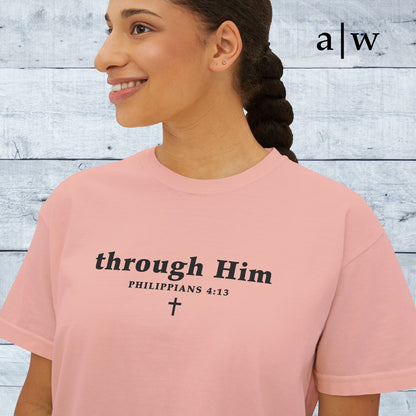 through Him | women's boxy tee