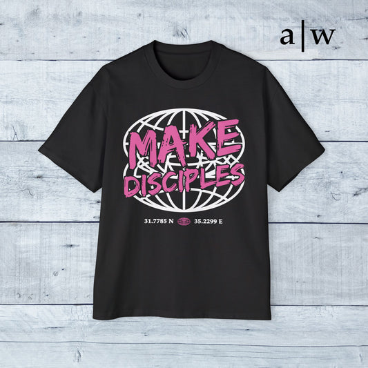 make disciples | oversized heavy tee - black/pink